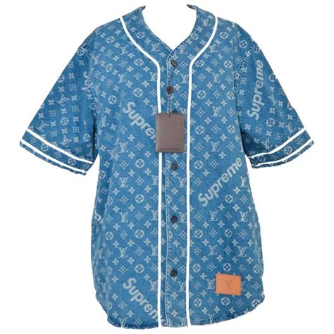 supreme louis vuitton denim baseball jersey|Louis Vuitton supreme hat price.